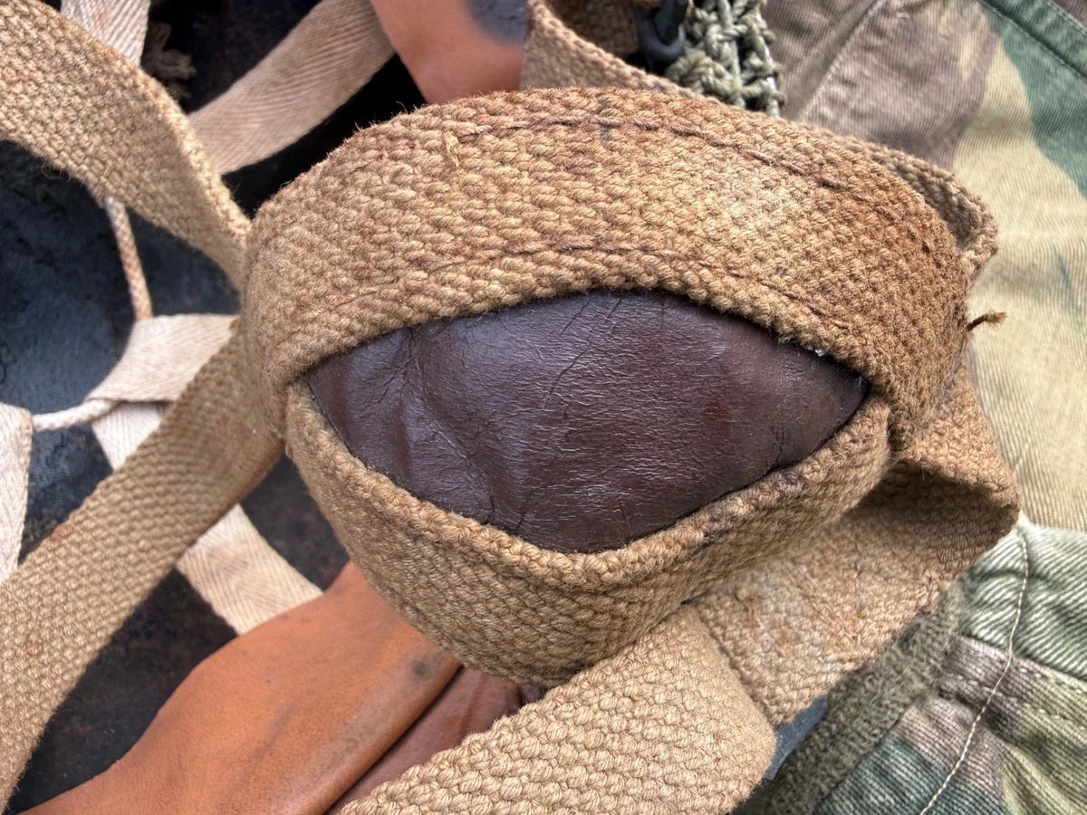 AUTHENTIQUE CASQUE PARA ANGLAIS JUGULAIRE WEB ASPIRANT VÉTÉRAN SAS FFL FRANCE LIBRE AMHERST