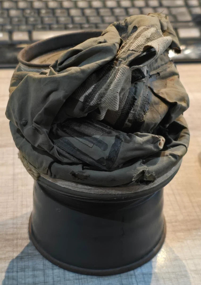 MASQUE A GAZ ALLEMAND WW1 COMPLET AVEC NOM DU SOLDAT VERDUN FEVRIER 1916