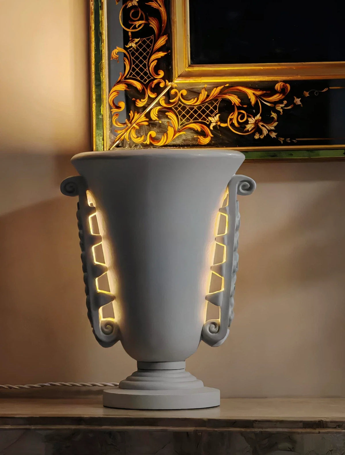 Lampe vasque Art Déco en plâtre, Années 1940