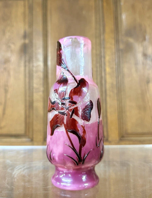 ÉMILE GALLÉ - RARE VASE POLI AU FEU AUX CROCUS. ÉPOQUE ART NOUVEAU