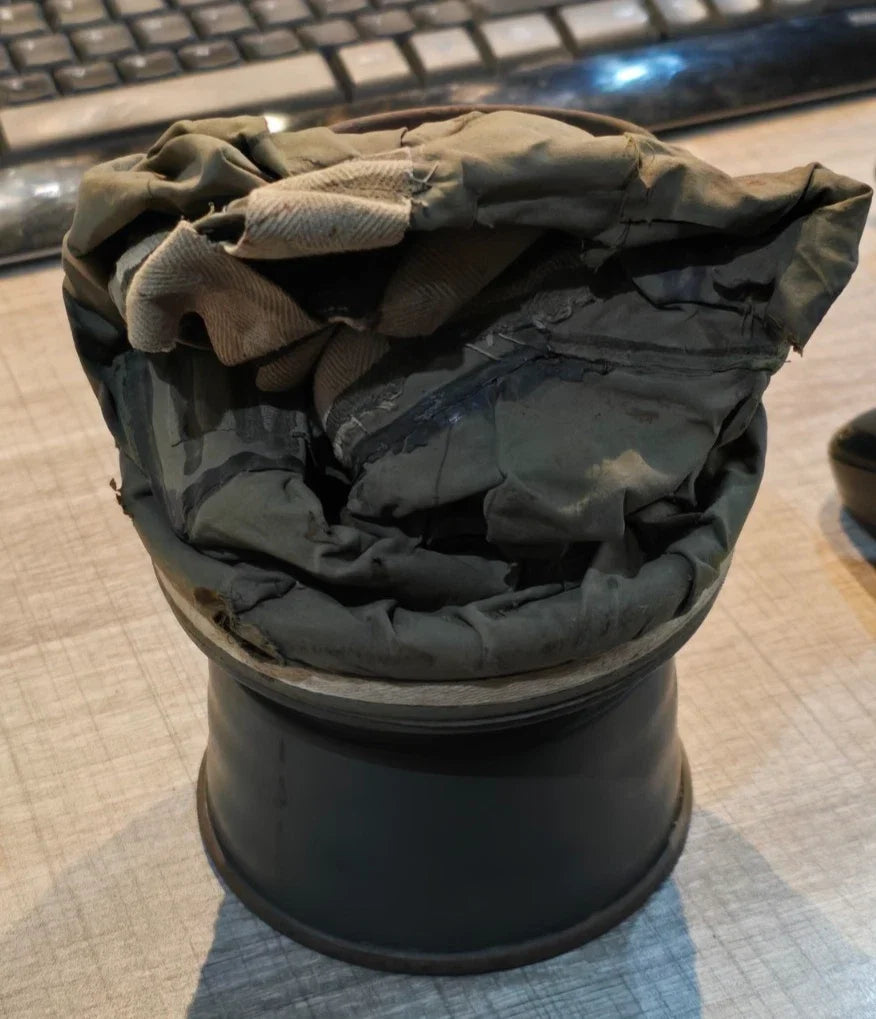 MASQUE A GAZ ALLEMAND WW1 COMPLET AVEC NOM DU SOLDAT VERDUN FEVRIER 1916