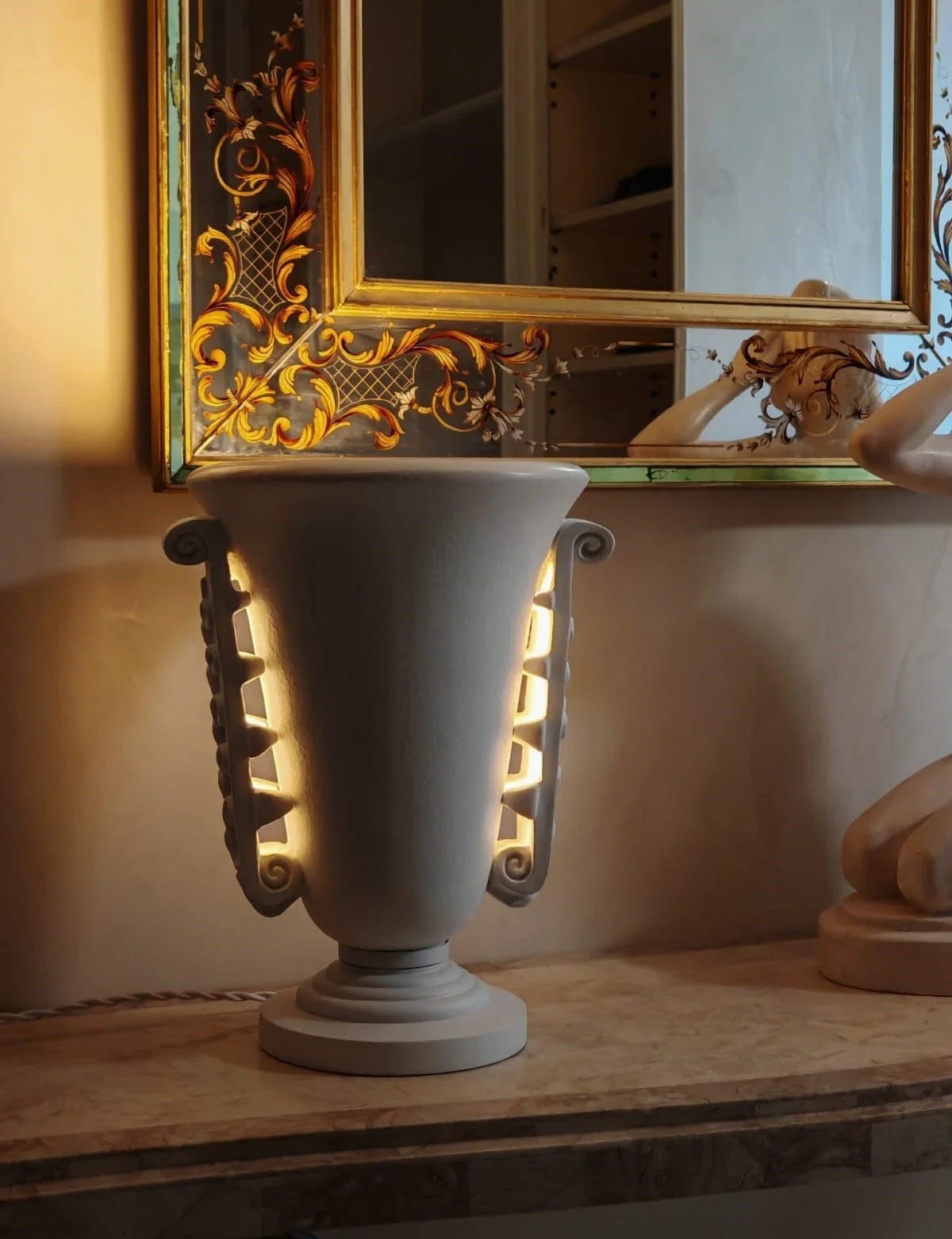 Lampe vasque Art Déco en plâtre, Années 1940