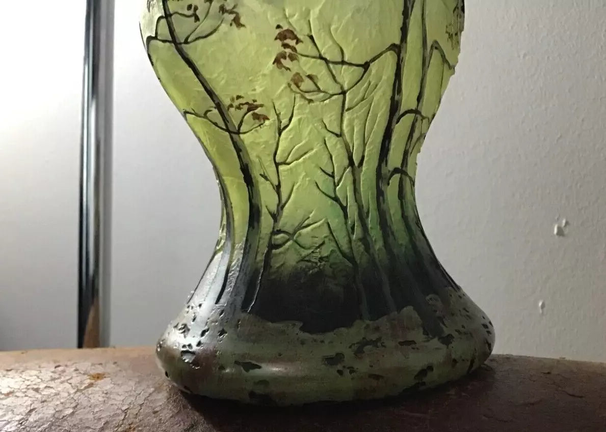 Vase Pâte de Verre signé LEGRAS Décor d'Automne