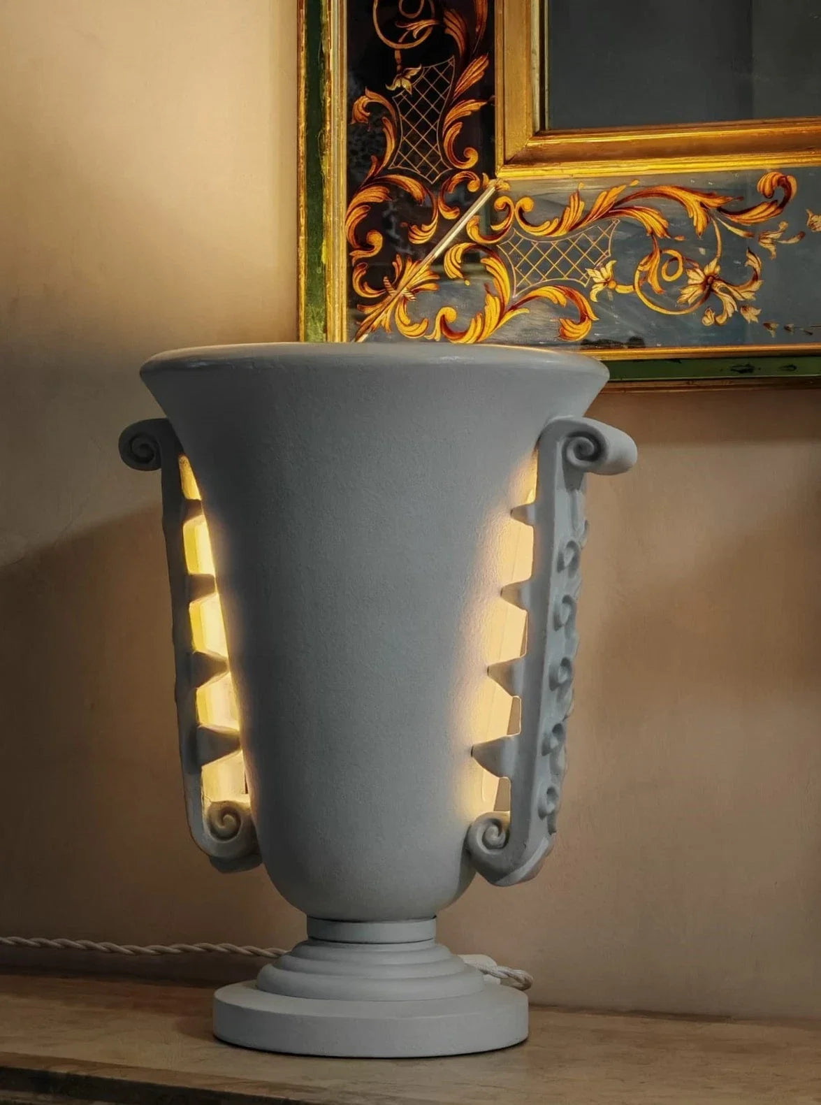 Lampe vasque Art Déco en plâtre, Années 1940