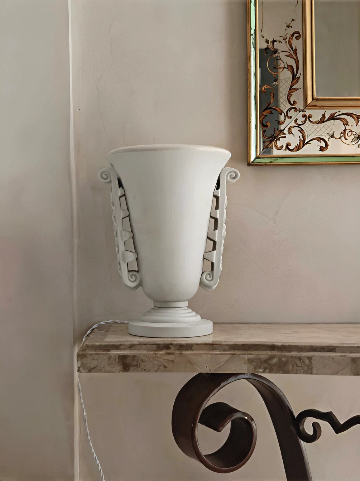 Lampe vasque Art Déco en plâtre, Années 1940