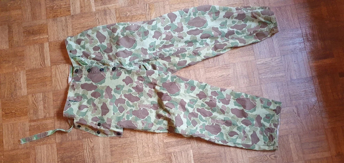 Authentique Ensemble HBT US veste + pant. réversible camouflé USMC Armée française Indochine