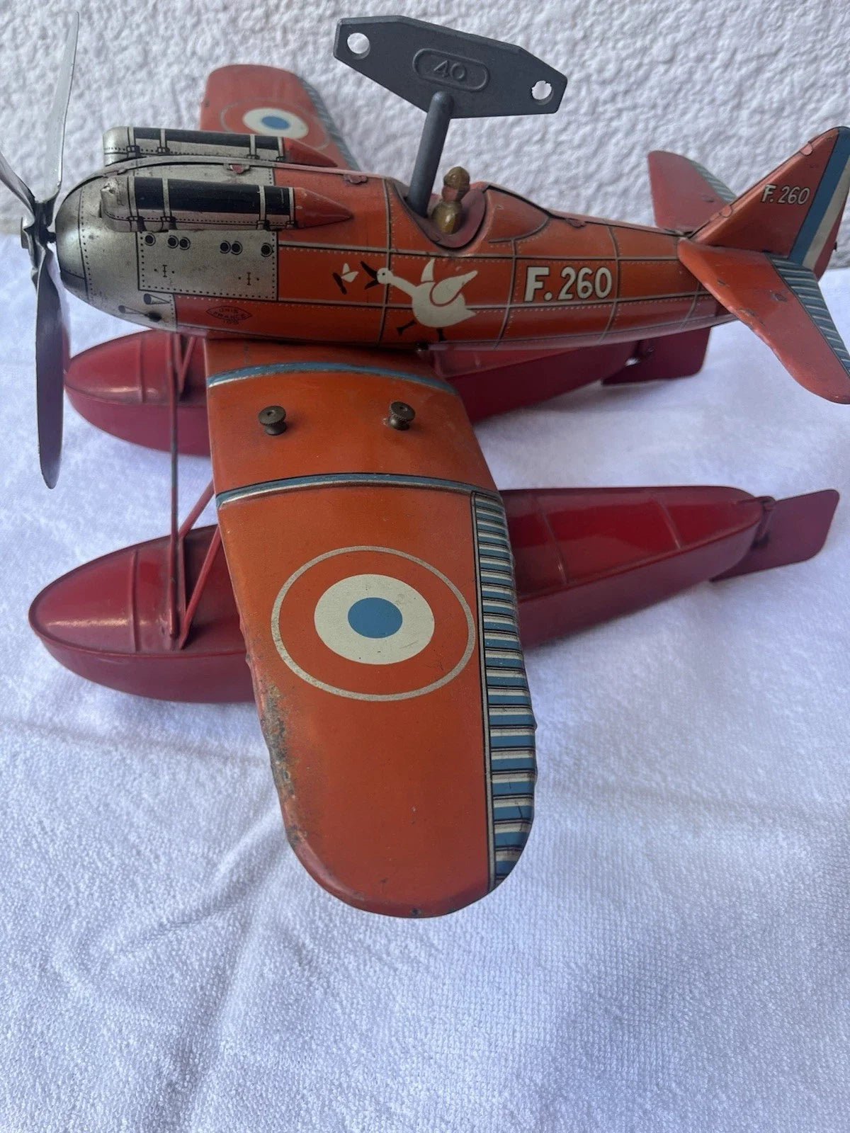 Hydravion jep Rarissime F260 Jouet Ancien En Tôle En Fonction Avec Sa Clé