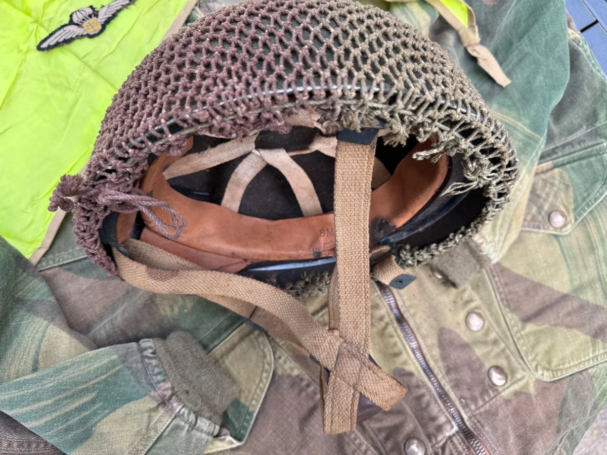 AUTHENTIQUE CASQUE PARA ANGLAIS JUGULAIRE WEB ASPIRANT VÉTÉRAN SAS FFL FRANCE LIBRE AMHERST