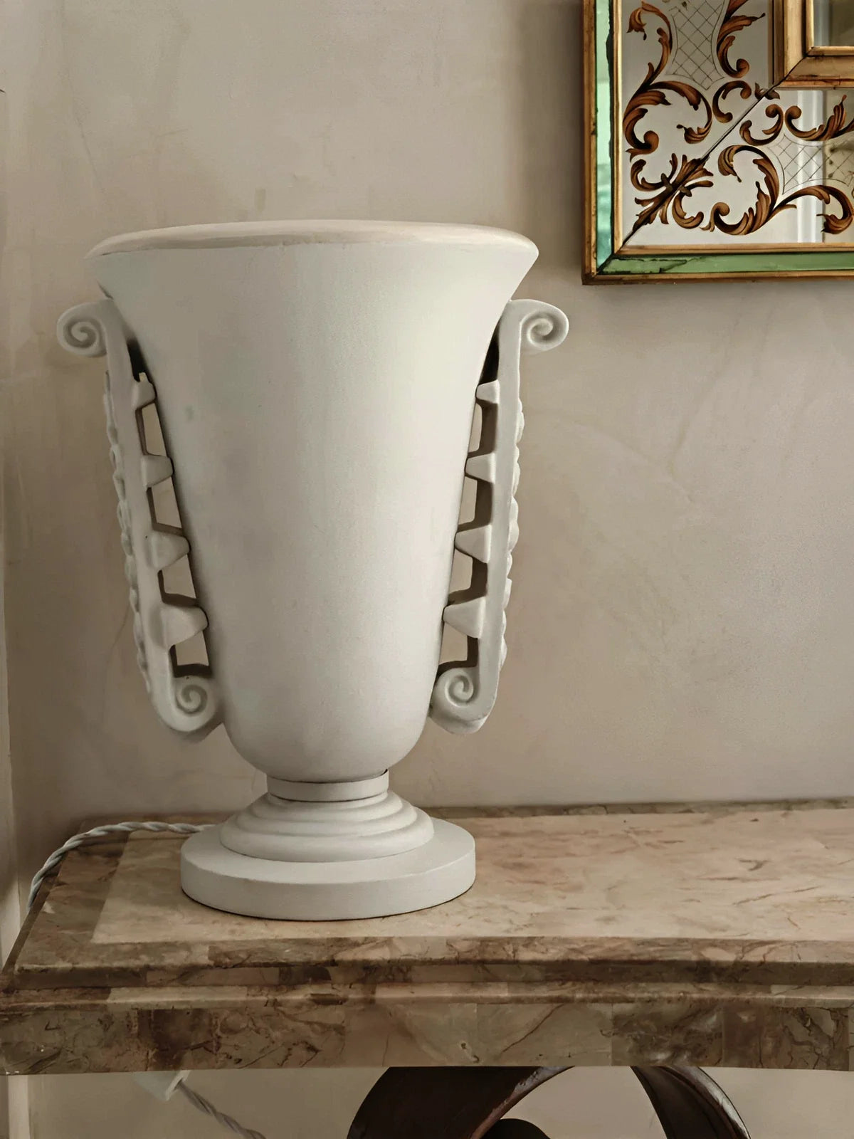 Lampe vasque Art Déco en plâtre, Années 1940