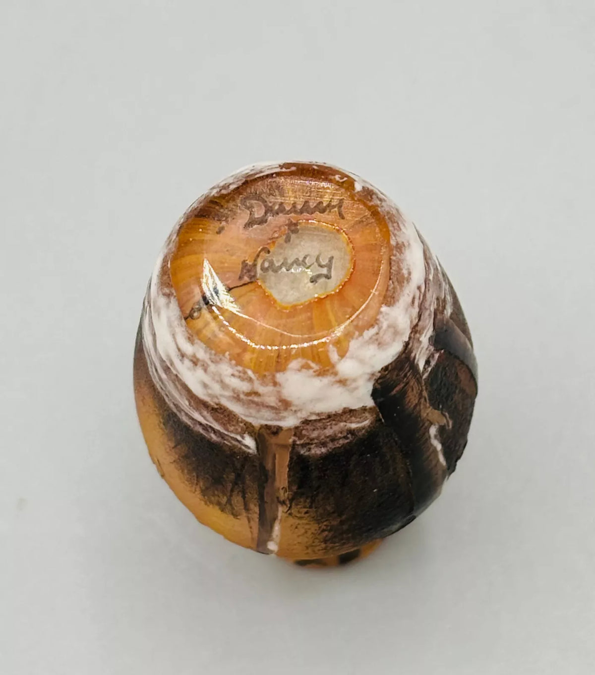 VASE MINIATURE PATE DE VERRE ART NOUVEAU PAYSAGE DE NEIGE SIGNE DAUM NANCY 1900