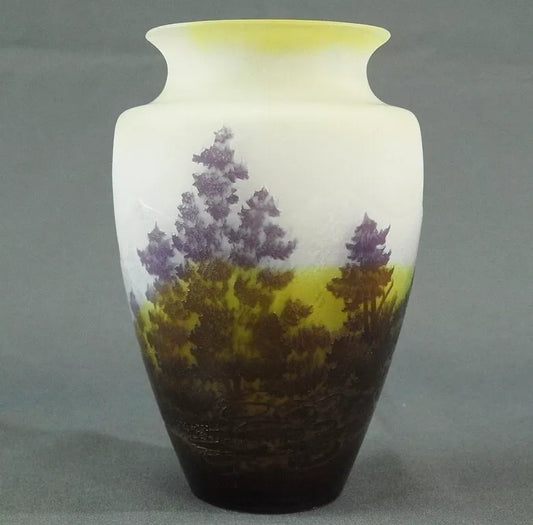 VASE GALLE DECOR PAYSAGE VOSGIEN DEBUT XX eme SIECLE daum muller