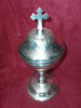 ANCIEN CIBOIRE METAL ARGENTÉ ET COUP EN VERMEIL/XIXème/H.25cm,DIAM.COUPE 9,5 cm