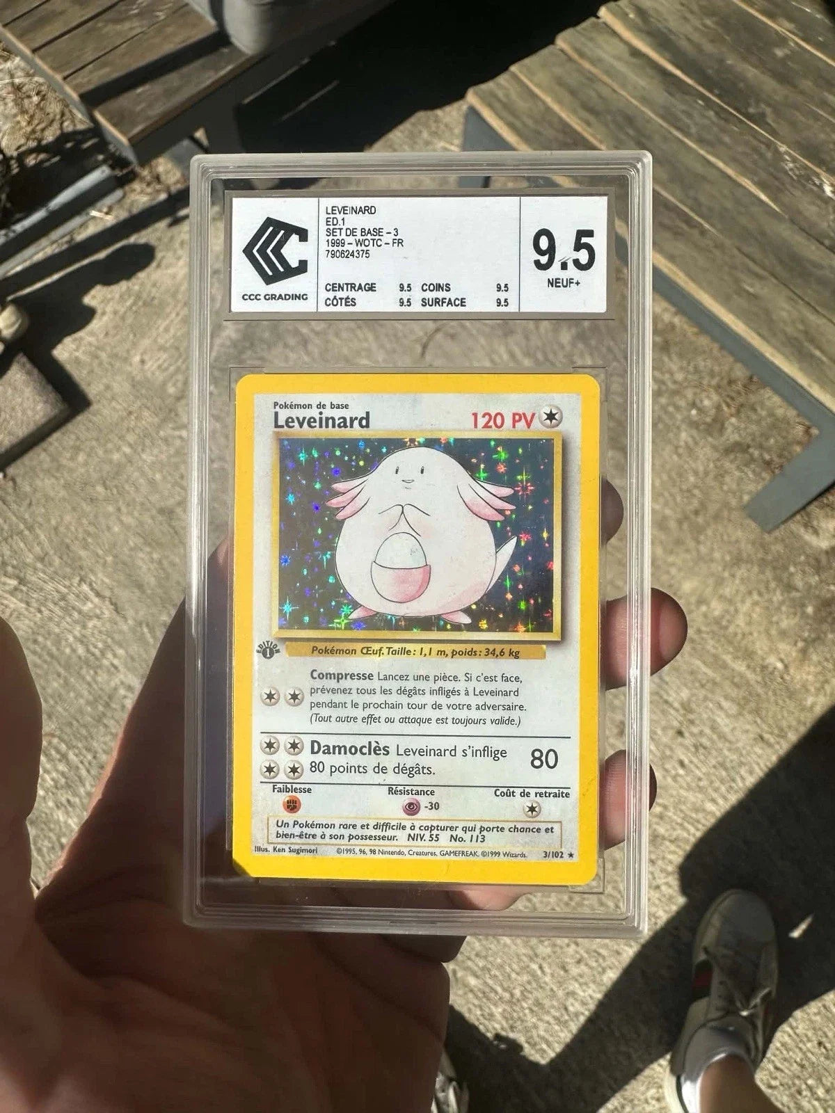 Pokémon Leveinard Chansey Holo 1ère Édition FR Set de Base 3/102 CCC 9.5