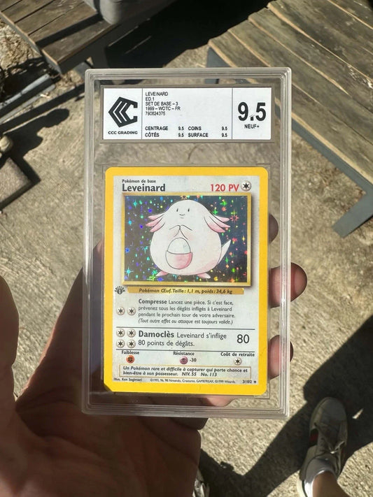 Pokémon Leveinard Chansey Holo 1ère Édition FR Set de Base 3/102 CCC 9.5