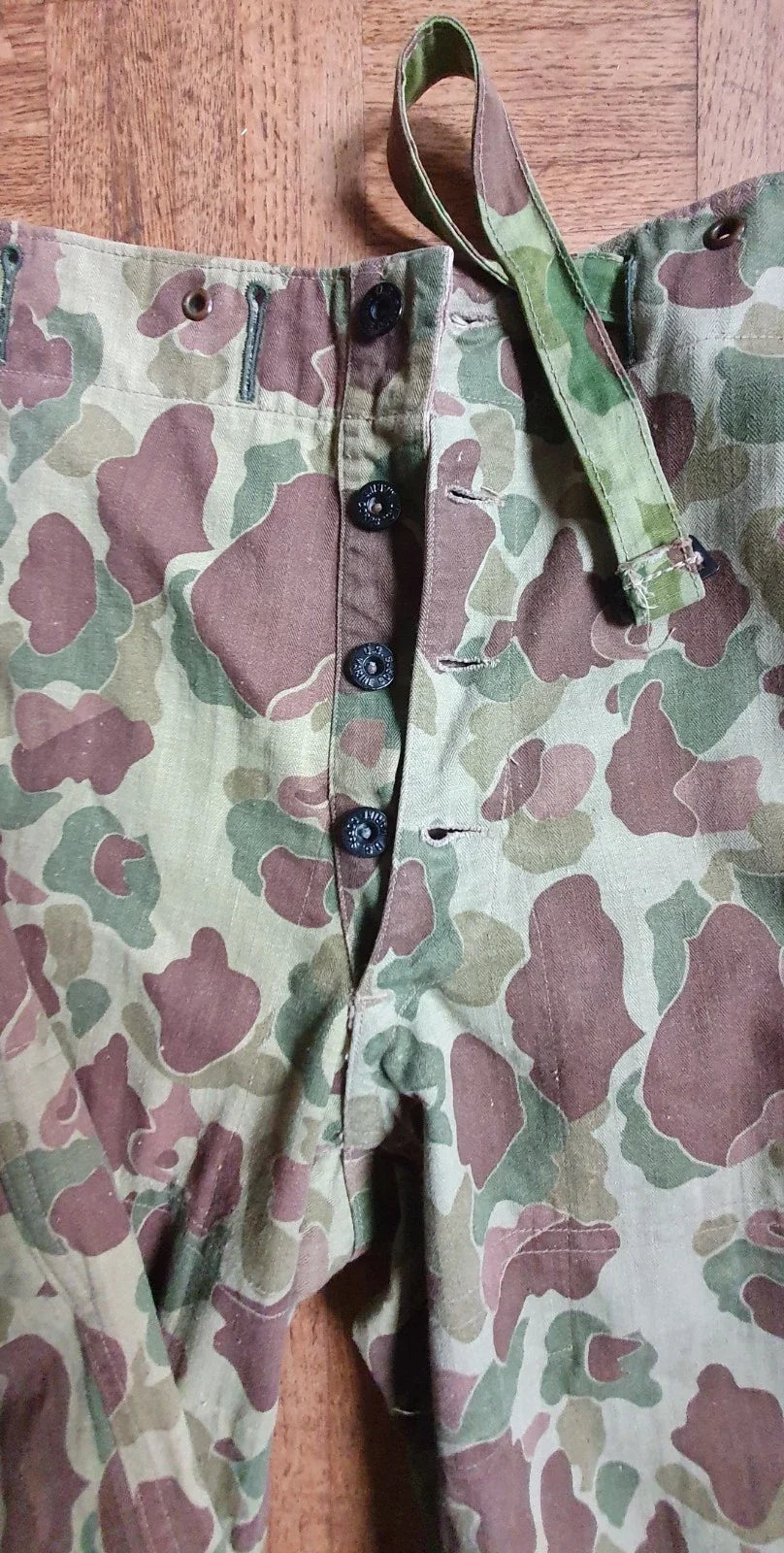 Authentique Ensemble HBT US veste + pant. réversible camouflé USMC Armée française Indochine