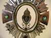 Ancien reliquaire ostensoir plaqué argent avec relique dorée vraie croix Jésus