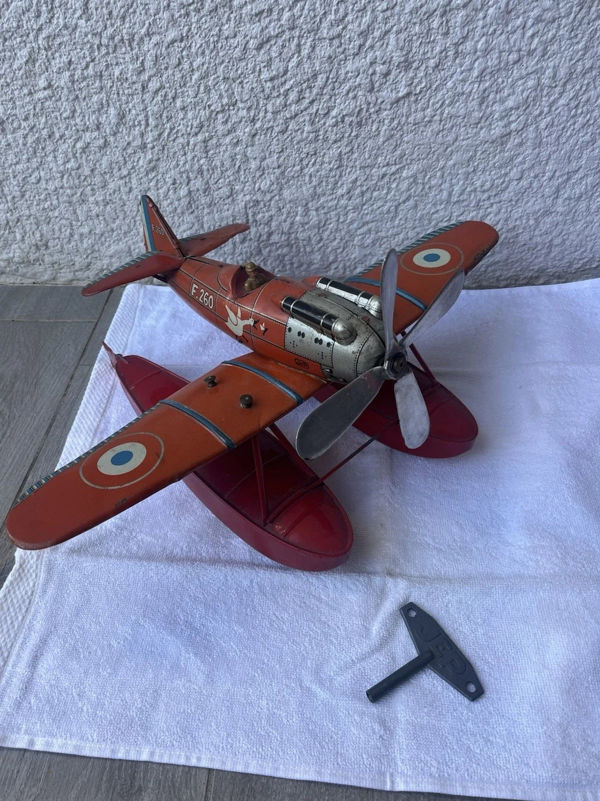 Hydravion jep Rarissime F260 Jouet Ancien En Tôle En Fonction Avec Sa Clé