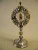 Ancien reliquaire ostensoir plaqué argent avec relique dorée vraie croix Jésus