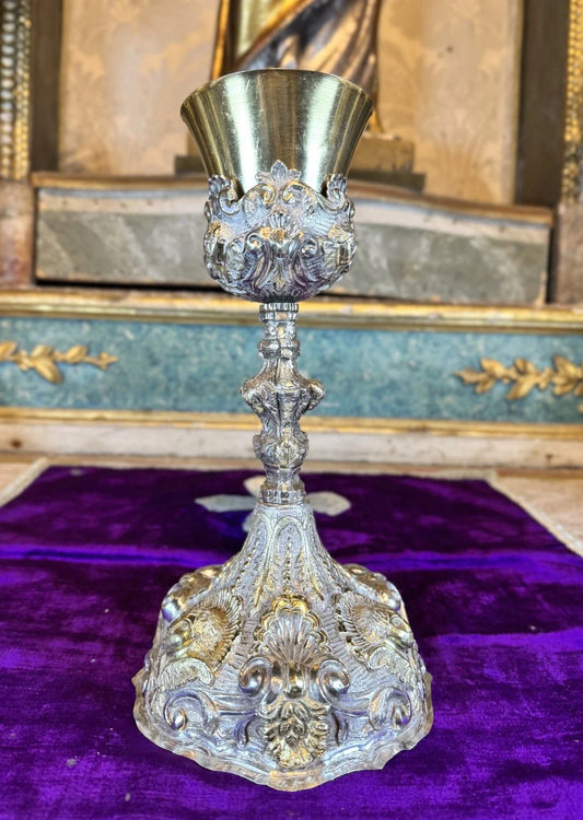 Grand Calice en argent et vermeil - XIXe