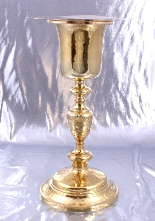 SUPERBE GRAND CALICE AVEC PATENE ARGENT MASSIF VERMEIL 1 COQ FIN XVIII SIECLE