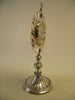 Ancien reliquaire ostensoir plaqué argent avec relique dorée vraie croix Jésus
