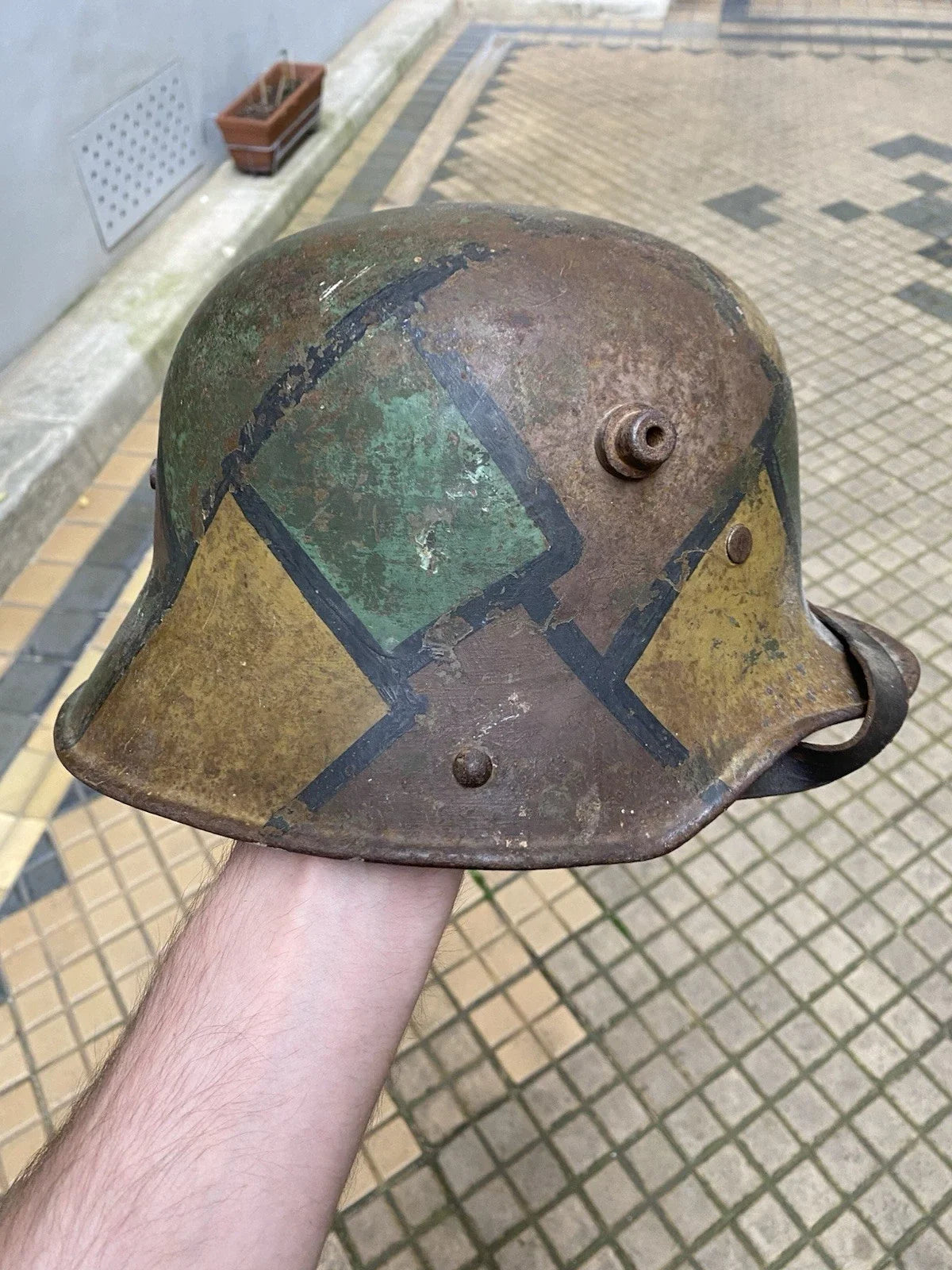 Authentique Casque Allemand Mod.16 Camouflé « Tortue » Stahlhelm