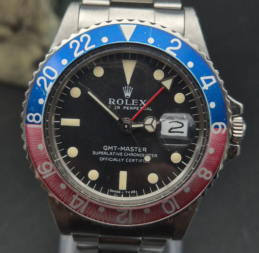 ROLEX GMT MASTER 1675 PEPSI boîte acier + papiers VINTAGE