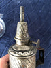 Ancienne lampe Pigeon, décor feuilles de chêne, plaque rapportée