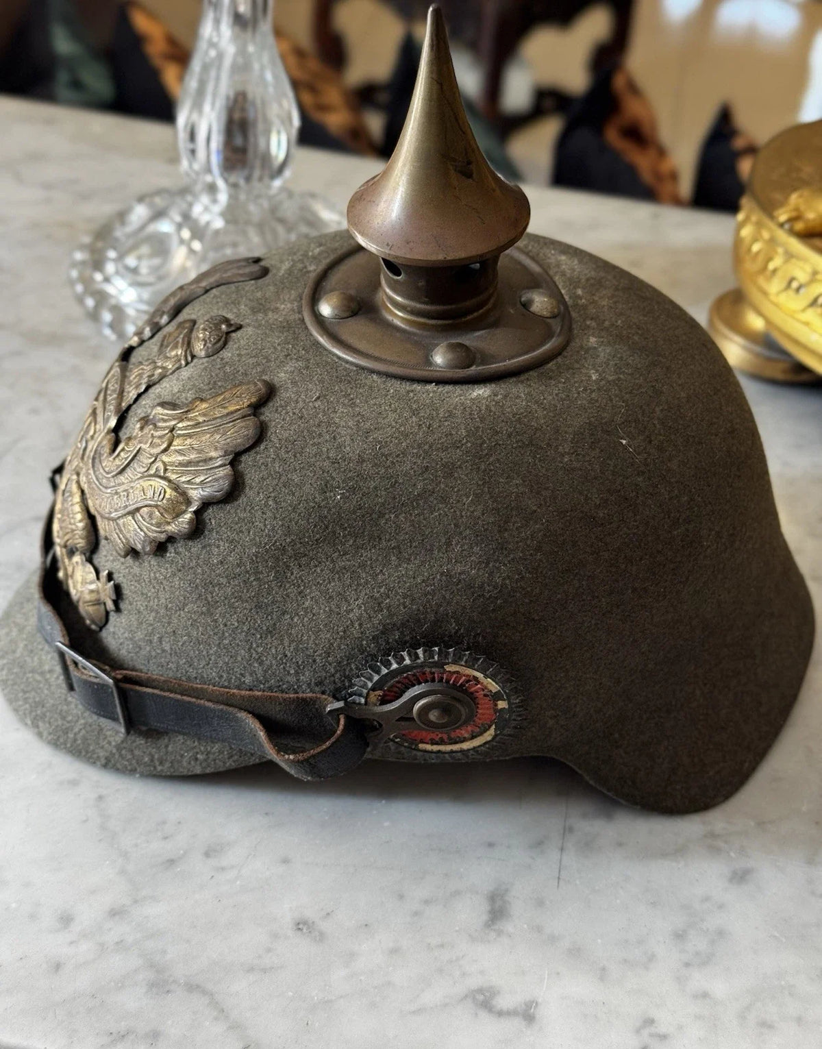 Casque A Pointe Ancien En Feutrine