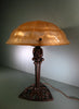 Grande lampe art déco pied fer forgé signé Muller frères Lunéville.