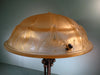 Grande lampe art déco pied fer forgé signé Muller frères Lunéville.