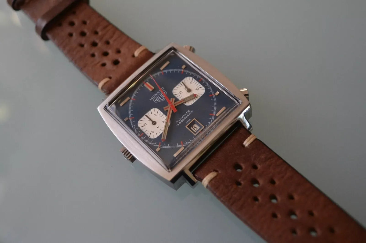 Chronographe Heuer Monaco Le Mans 1133 B Calibre 12 Steve Mc Queen 1971 Set rare