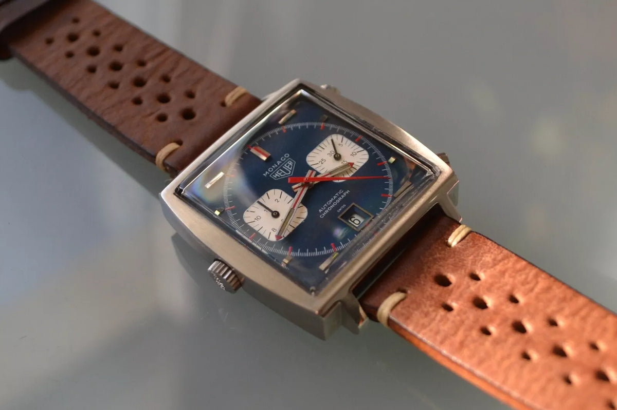 Chronographe Heuer Monaco Le Mans 1133 B Calibre 12 Steve Mc Queen 1971 Set rare
