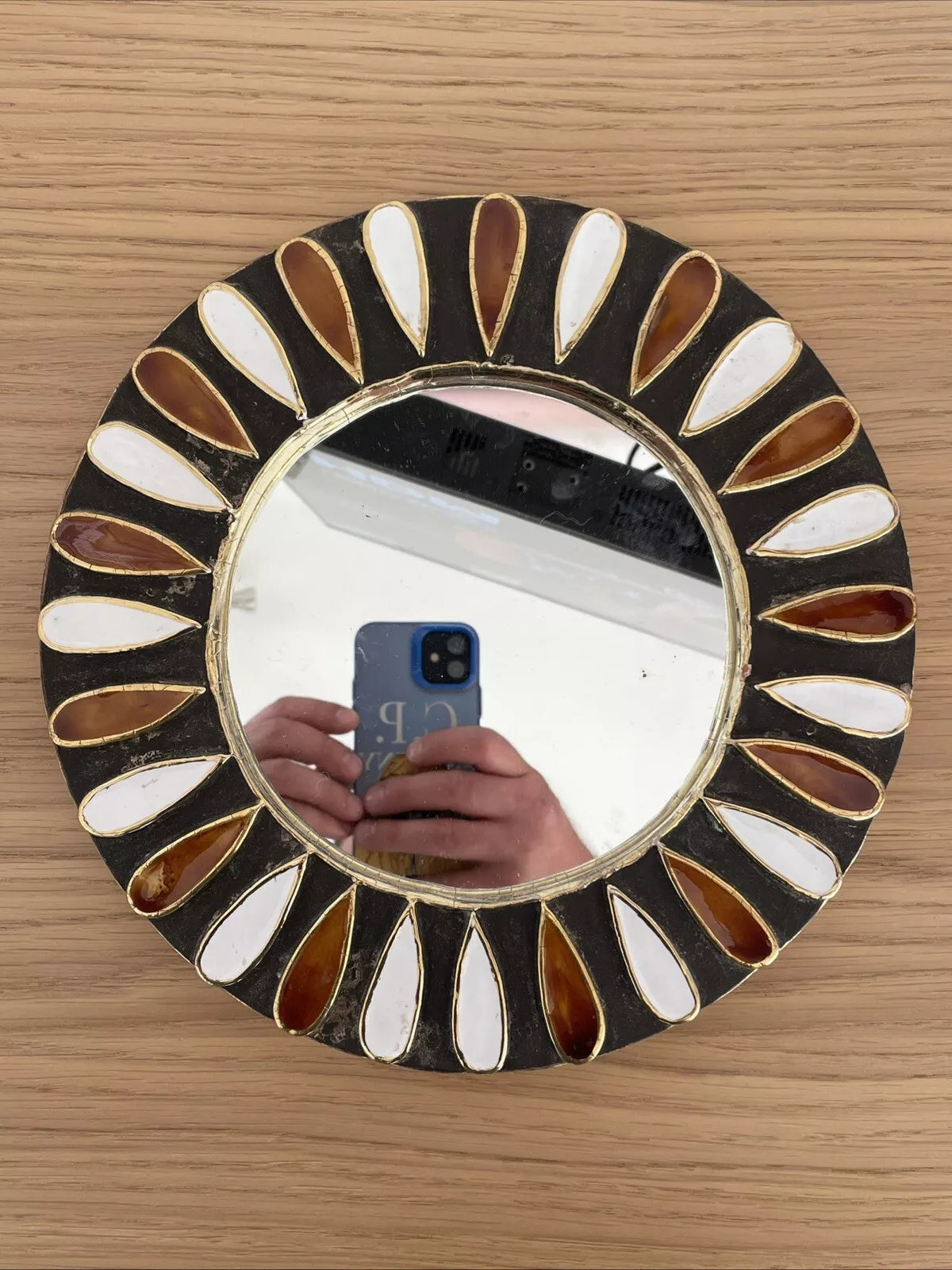 ESPELT Mithé (1923-2020) Miroir Circulaire Modèle Marguerite Diamètre 25 Cm