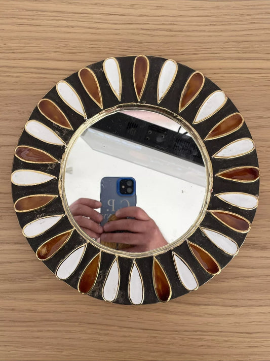 ESPELT Mithé (1923-2020) Miroir Circulaire Modèle Marguerite Diamètre 25 Cm