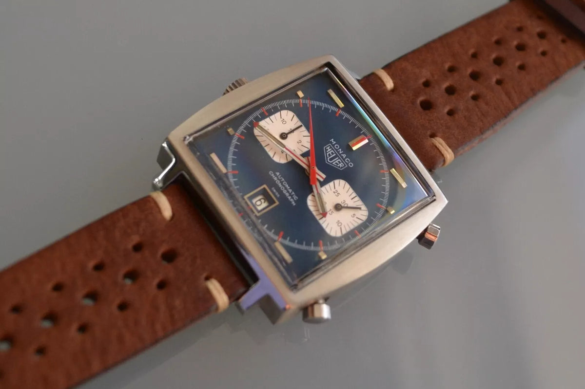 Chronographe Heuer Monaco Le Mans 1133 B Calibre 12 Steve Mc Queen 1971 Set rare