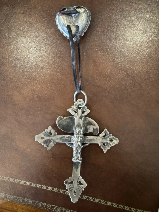 RARE CROIX de SAVOIE ARGENT Jeannette ( Grille Chambéry  ) Cœur Vierge ancienne
