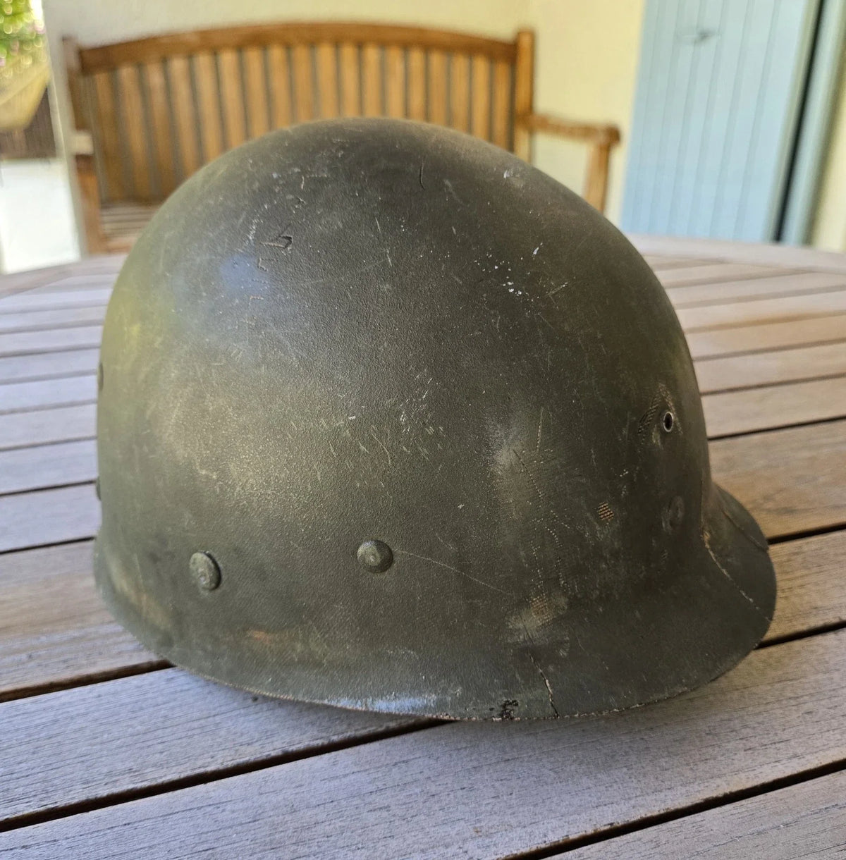 Authentique Casque US M1 ww2 de sergent à pattes fixes