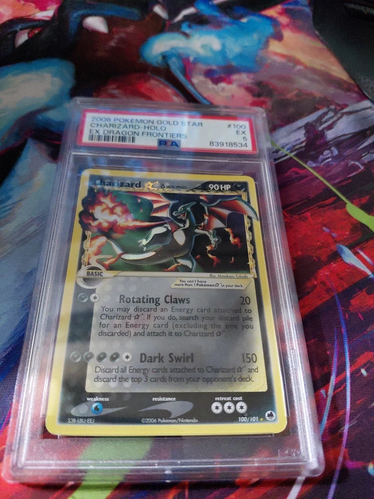 2006 POKEMON EX DRAGON FRONTIERS GOLD STAR #100 CHARIZARD-HOLO PSA 5 #100