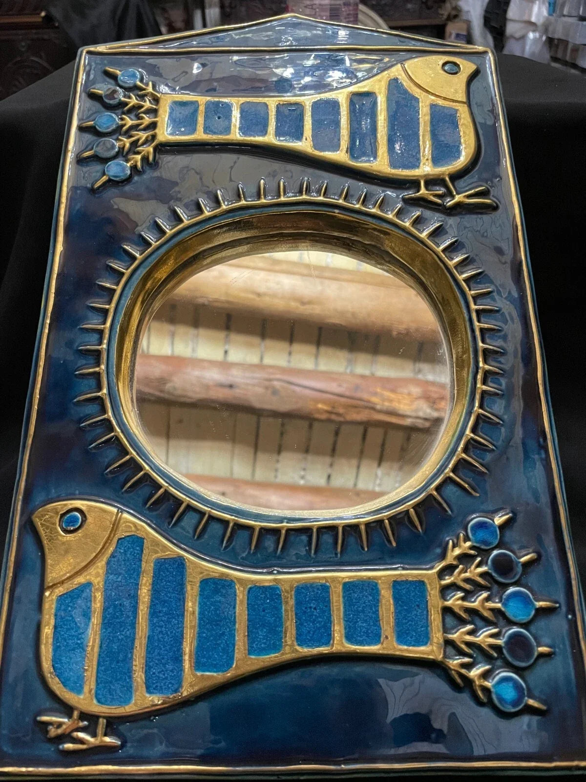 Mithé espelt miroir oiseaux bleu