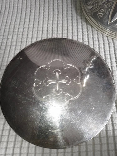 ANCIEN CALICE +PATENE/COUPE ARGENT VERMEIL MINERVE/PIED METAL/XIXè/GOTHIQUE/23cm