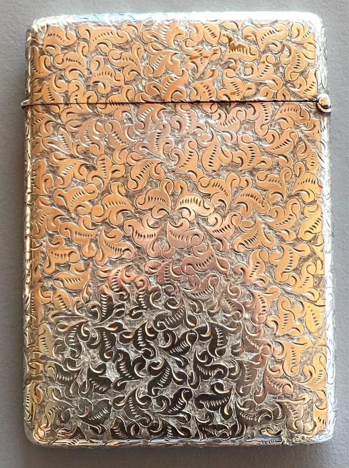 Etui en argent massif Sterling Poinçons BIRMINGHAM et Orfèvre M & L, année 1889