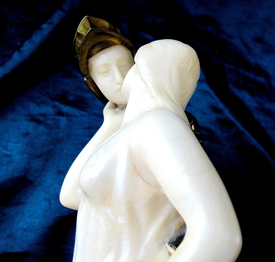 1 sur 253 ERICH SCHMIDT-KESTNER Sculpture Art Nouveau en bronze et albâtre "Lovers" 1910