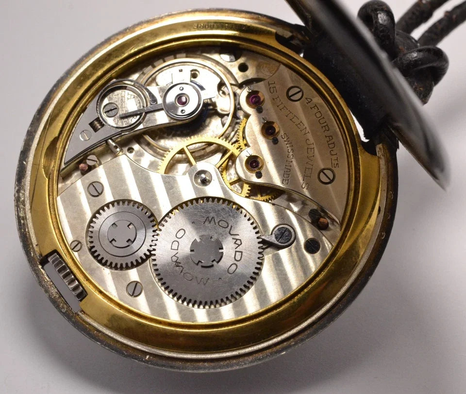 MONTRE ANCIENNE DE POCHE MOVADO ART DECO 1920 VINTAGE ENAMEL SILVER POCKET WATCH