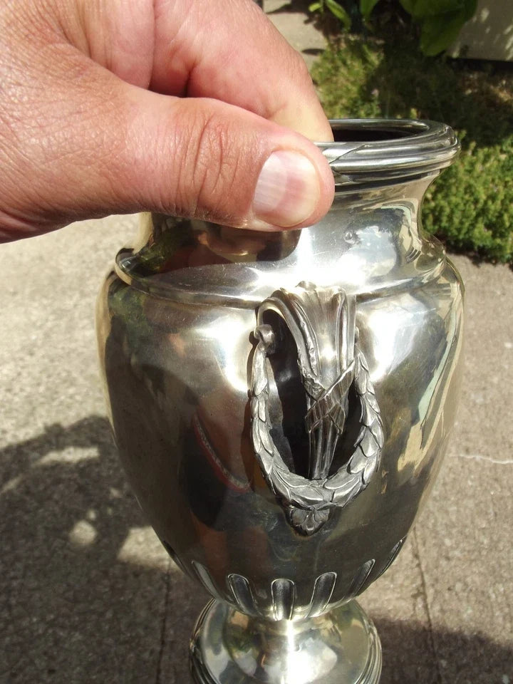 Ancien grand vase FOUQUET LAPAR en argent massif poinçons minerve éstampillé