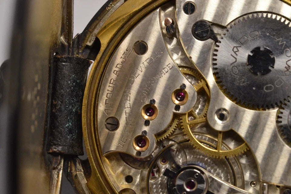 MONTRE ANCIENNE DE POCHE MOVADO ART DECO 1920 VINTAGE ENAMEL SILVER POCKET WATCH