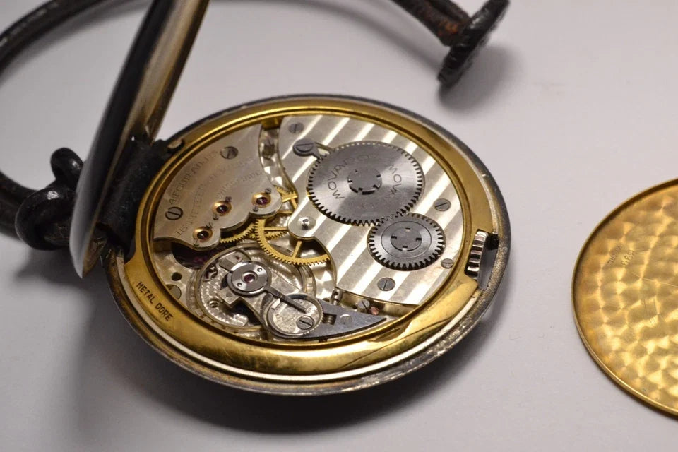 MONTRE ANCIENNE DE POCHE MOVADO ART DECO 1920 VINTAGE ENAMEL SILVER POCKET WATCH