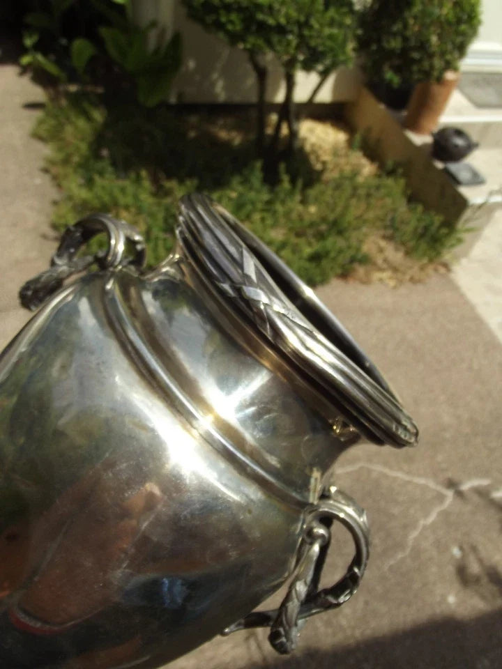 Ancien grand vase FOUQUET LAPAR en argent massif poinçons minerve éstampillé