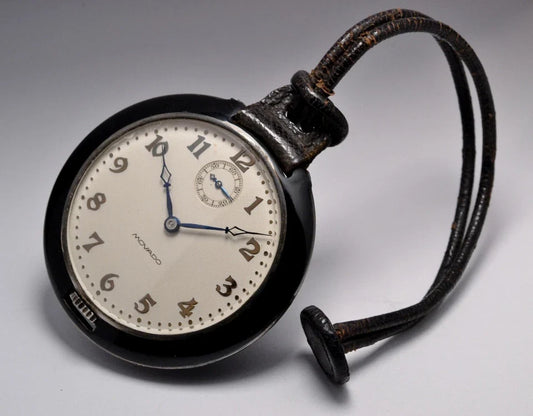 MONTRE ANCIENNE DE POCHE MOVADO ART DECO 1920 VINTAGE ENAMEL SILVER POCKET WATCH