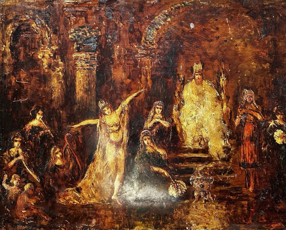 MONTICELLI Adolphe Tableau Ancien Scène Biblique Royale Princesse Peinture 19ème MONTICELLI Adolphe (1824-1886)